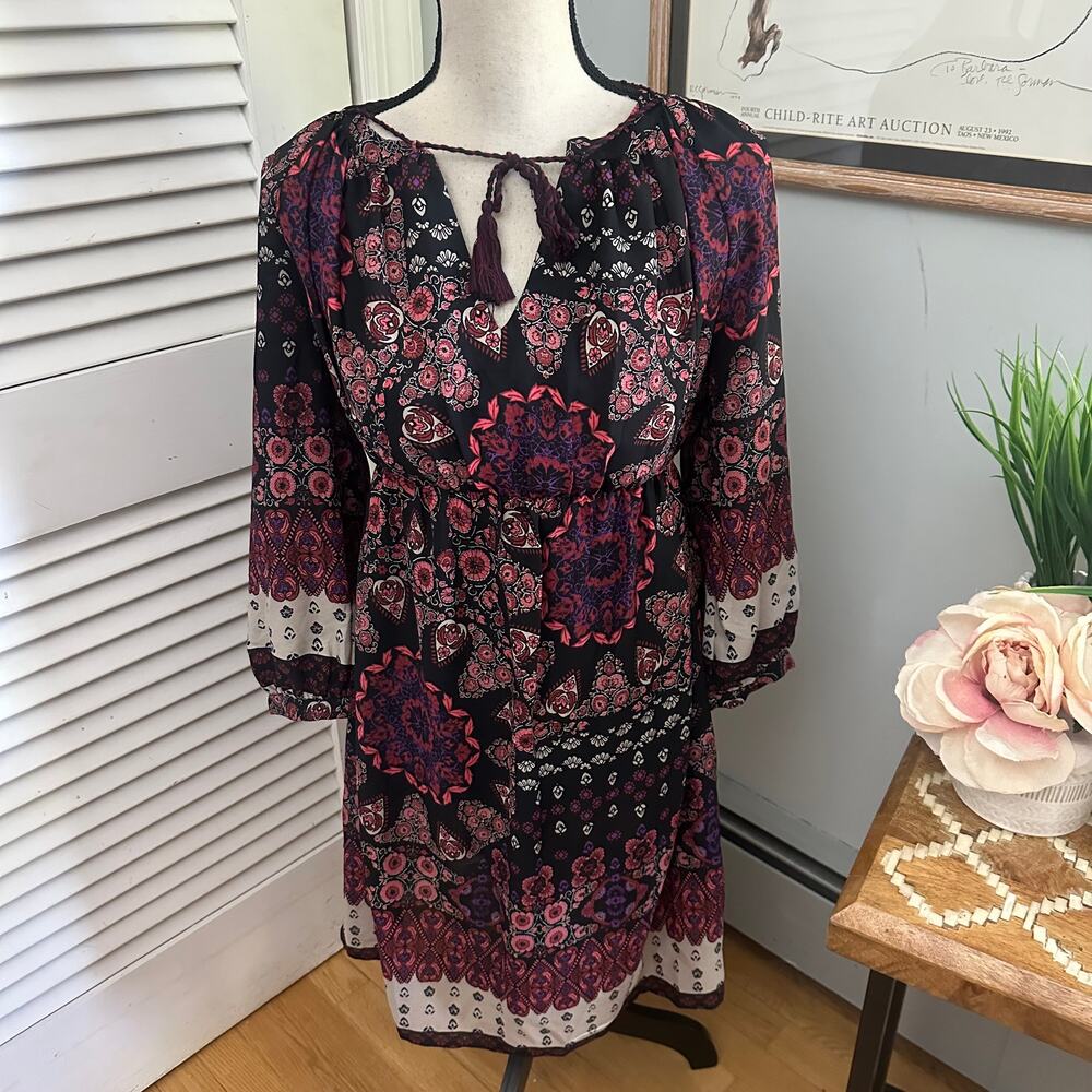 A Pea In The Pod Dress Small Maternity Bohemian Tassels Peasant Boho Chic